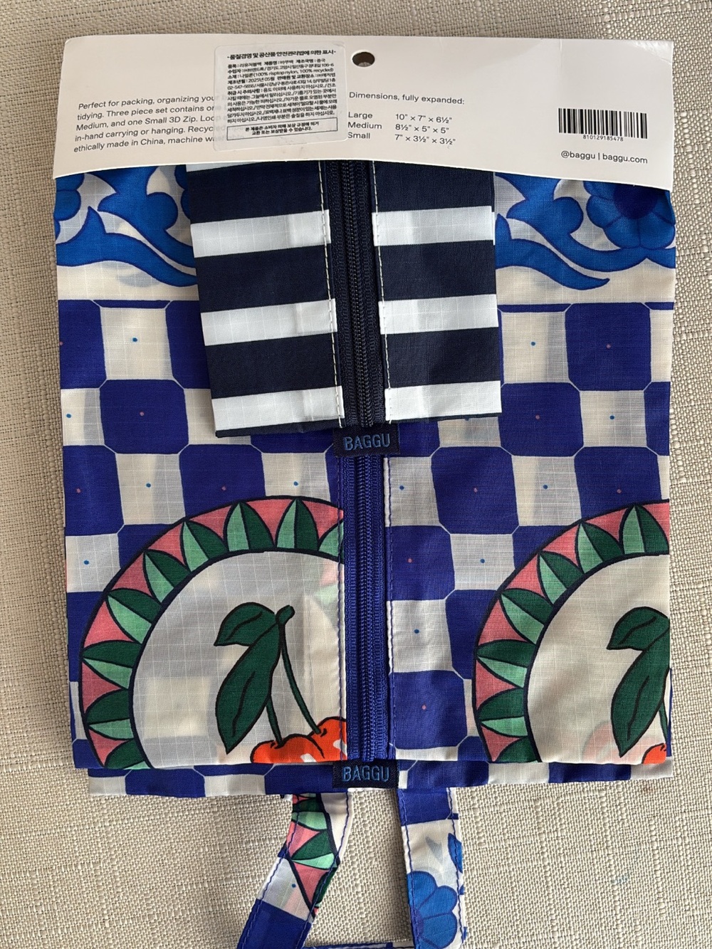 BAGGU Vacation Tiles 3D Zip in Small and Large ONLY